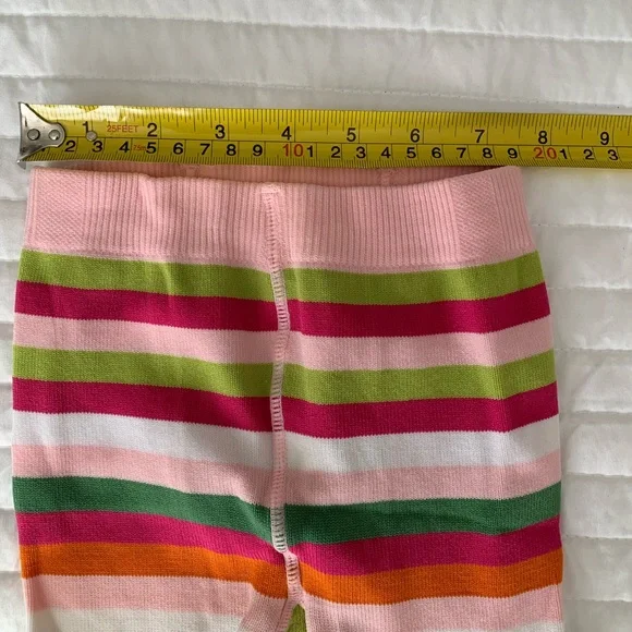Gymboree Striped Tights Stretchy Pull On Pink Green Orange White Girls M/L - Picture 10 of 12